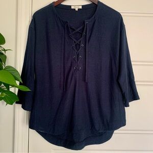 • [Madewell] Lace-Up 3/4 Sleeve Top •
